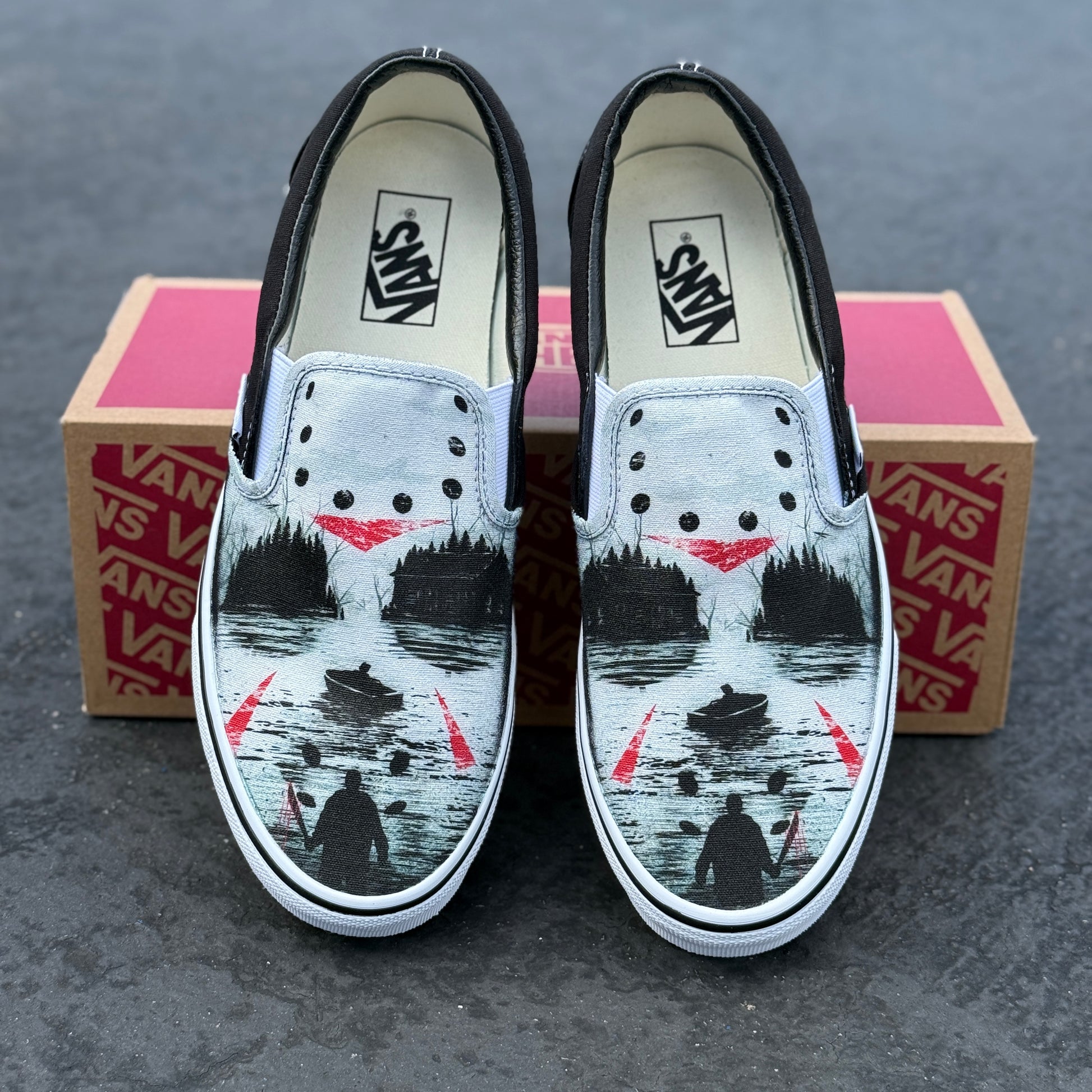 Jason mask Friday the 13th custom vans slip on shoes