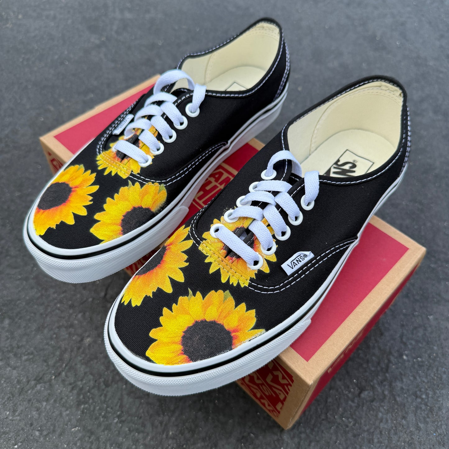 sunflower custom vans authentic shoes unisex sneakers for women and men