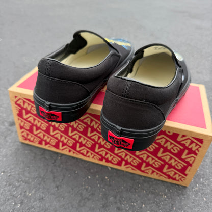 Frankenstein and Bride All Black Vans Slip On Shoes