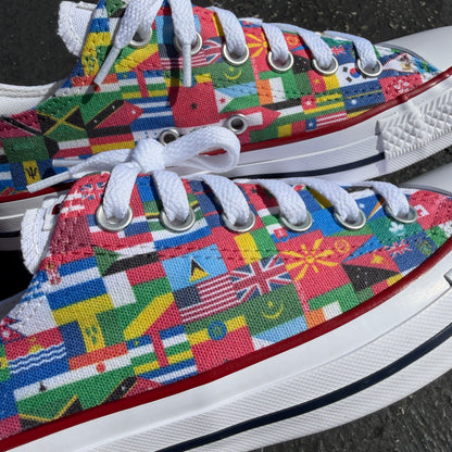 World Flags Low Top Converse shoes  - Custom Sneakers for Both Men and Women