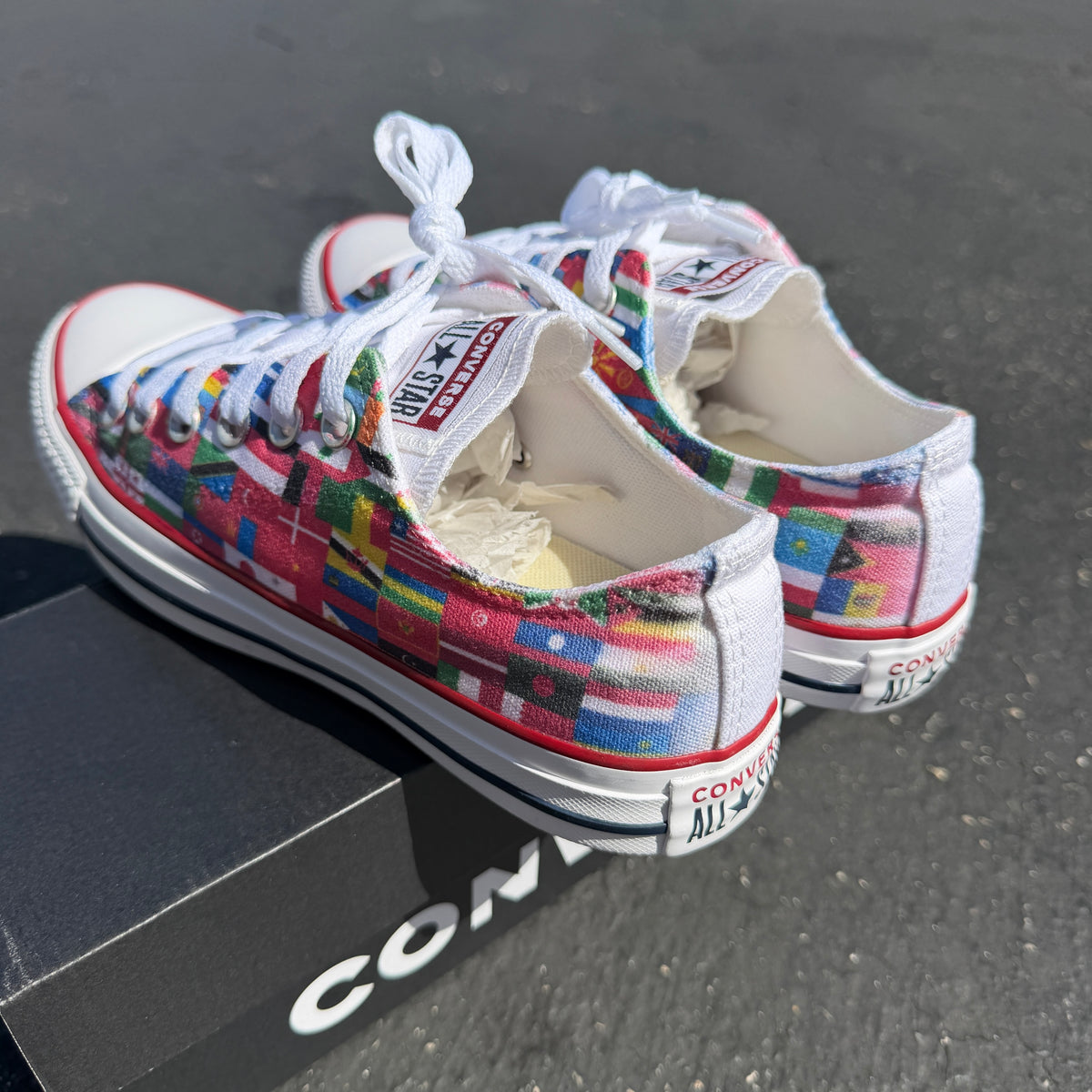 World Flags Low Top Converse shoes  - Custom Sneakers for Both Men and Women