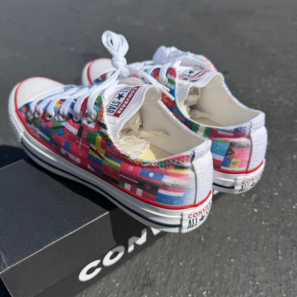 World Flags Low Top Converse shoes  - Custom Sneakers for Both Men and Women