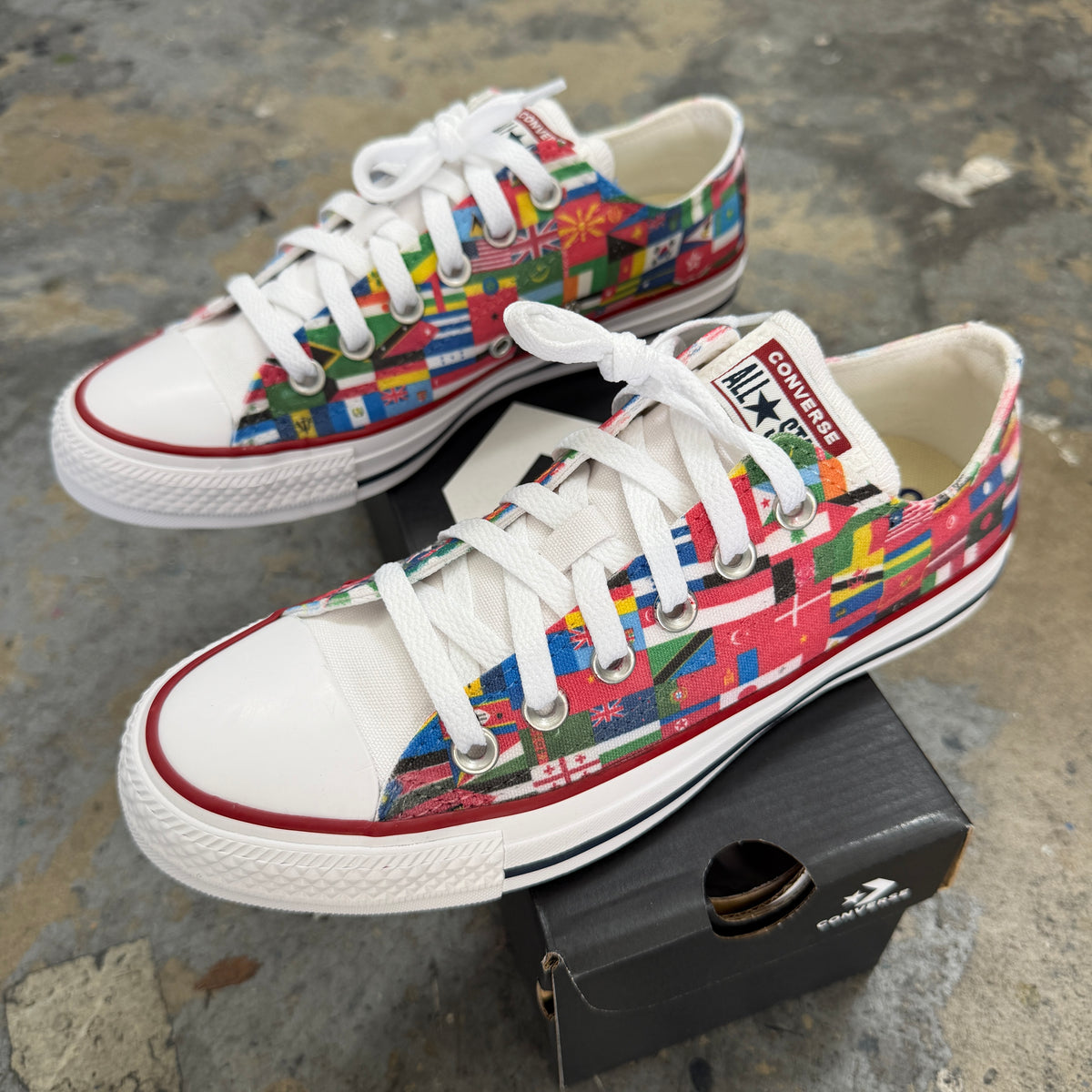 World Flags Low Top Converse shoes  - Custom Sneakers for Both Men and Women