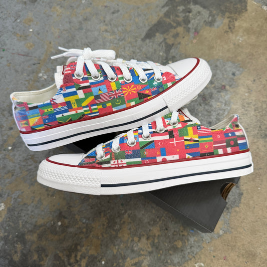 World Flags Low Top Converse shoes  - Custom Sneakers for Both Men and Women