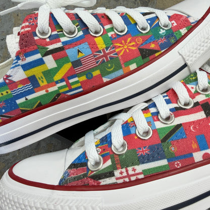 World Flags Low Top Converse shoes  - Custom Sneakers for Both Men and Women