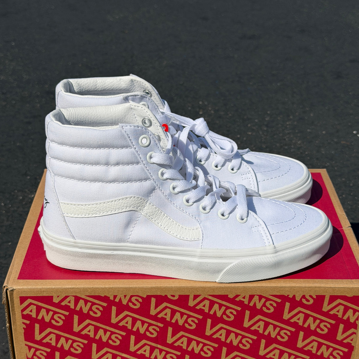 Elegant Cursive Custom Wifey EST. 2026 White Vans Sk8-Hi Shoes for Wedding