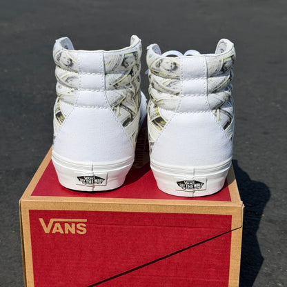 Money White Vans Sk8 Hi Shoes Customized