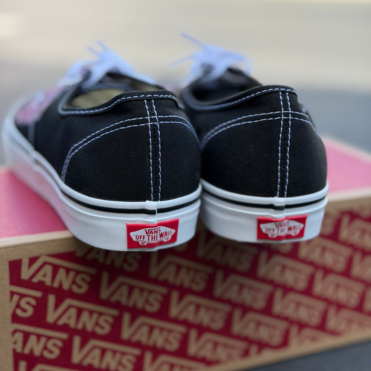 Cherry Blossoms on Custom Black Vans Authentic Shoes for Women and Men