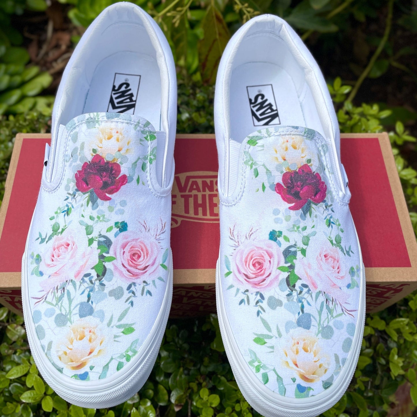 Wedding Floral Vans Slip On Shoes for Bride