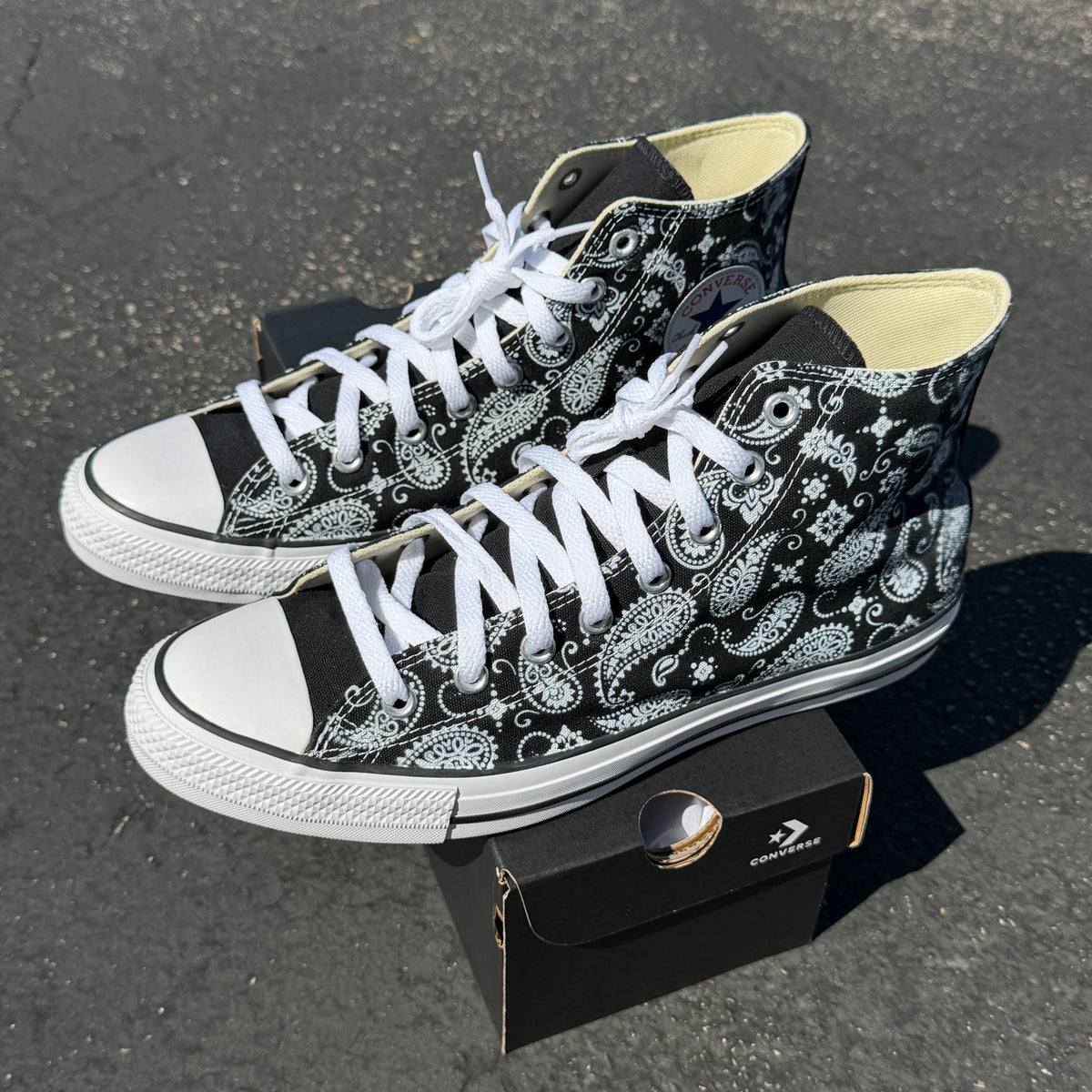 paisley Converse Chuck Taylor high top shoes customized 