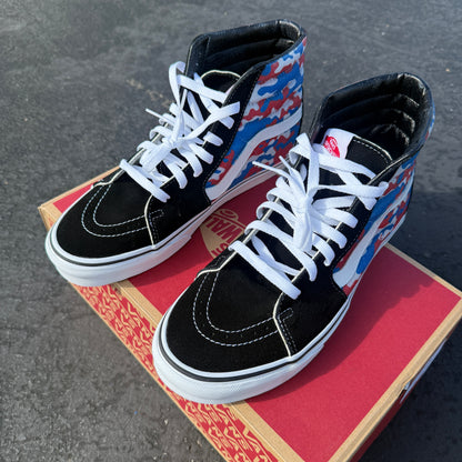 Colorful Classic OG Camo Red White Blue Camouflage Custom Sk8 Hi Vans - Custom Vans Shoes
