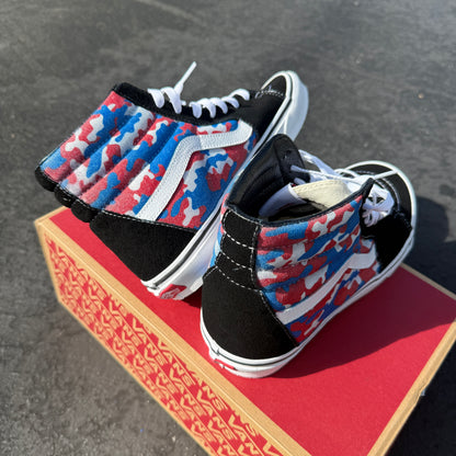 Colorful Classic OG Camo Red White Blue Camouflage Custom Sk8 Hi Vans - Custom Vans Shoes