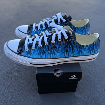 Blue Flames Converse Chuck Taylor Low Top Sneakers