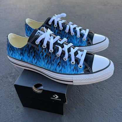 Blue Flames Converse Chuck Taylor Low Top Sneakers