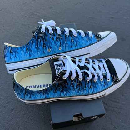 Blue Flames Converse Chuck Taylor Low Top Sneakers