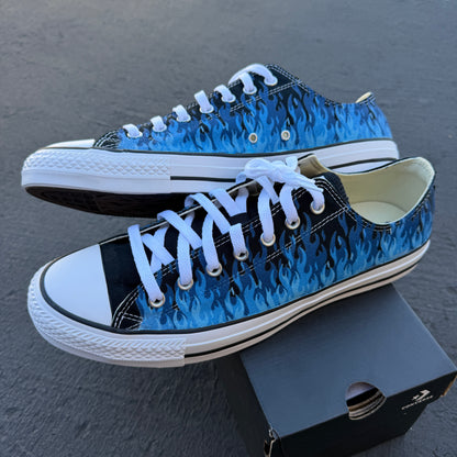 Blue Flames Converse Chuck Taylor Low Top Sneakers