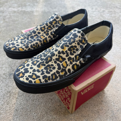 Jaguar Leopard Pattern on Black/Black Vans Slip Ons - Custom Vans Shoes