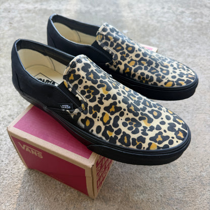 Jaguar Leopard Pattern on Black/Black Vans Slip Ons - Custom Vans Shoes