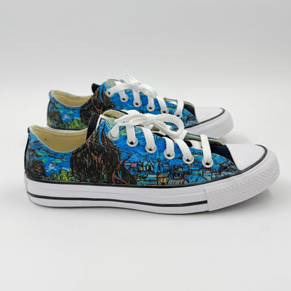 starry night converse chuck Taylor low top custom shoes