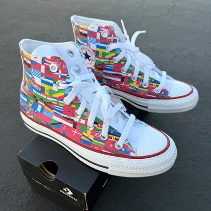 World Flags High Top Converse shoes with Butterflies - Custom Sneakers for Both Men and Women