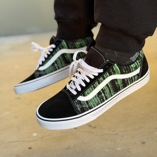 matrix code digital rain vans old skool sneaker custom