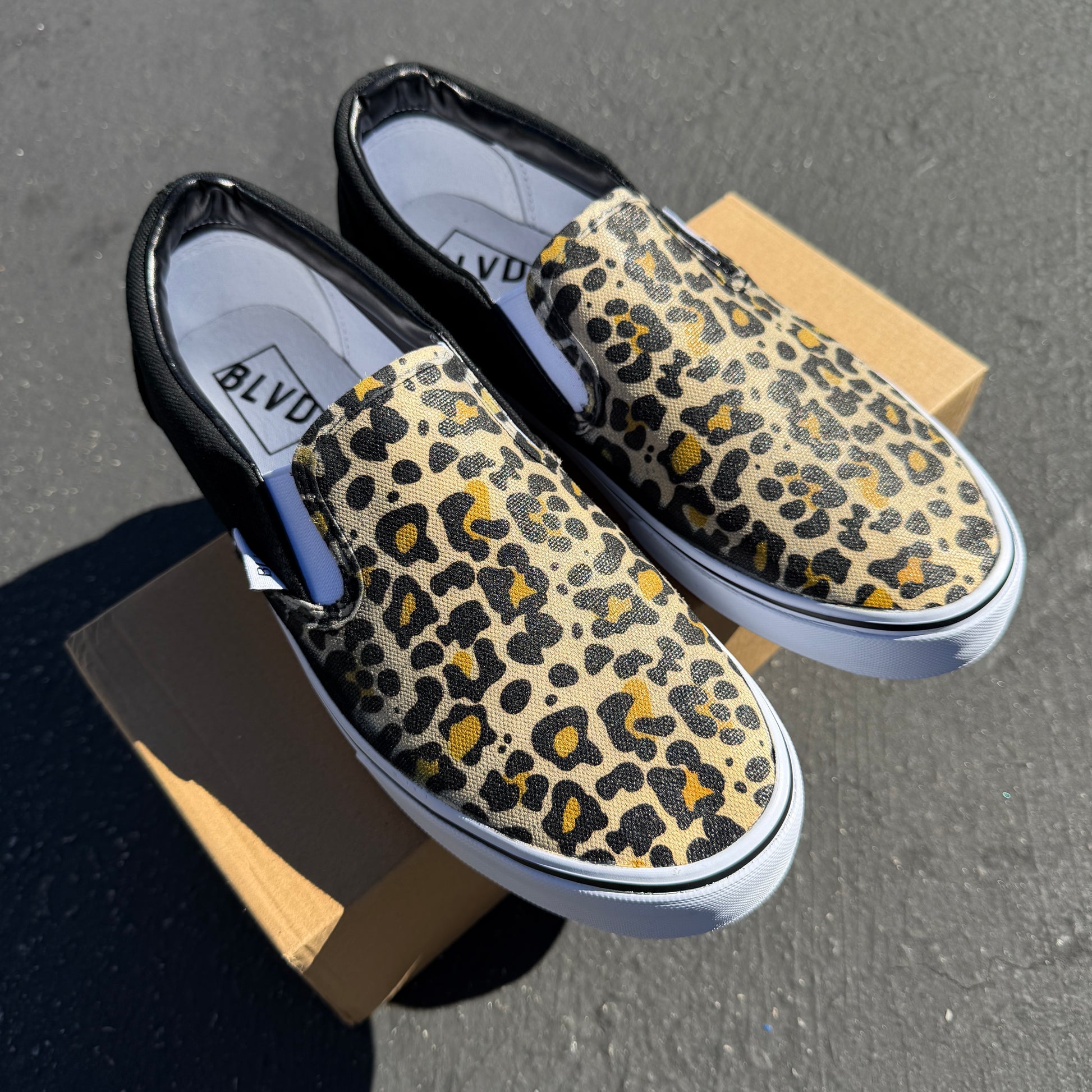 leopard cheetah print BLVD Original customized Slip on shoes for women and men