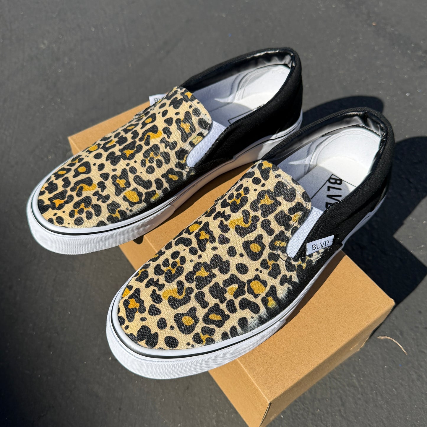 leopard cheetah print BLVD Original customized Slip on shoes for women and men