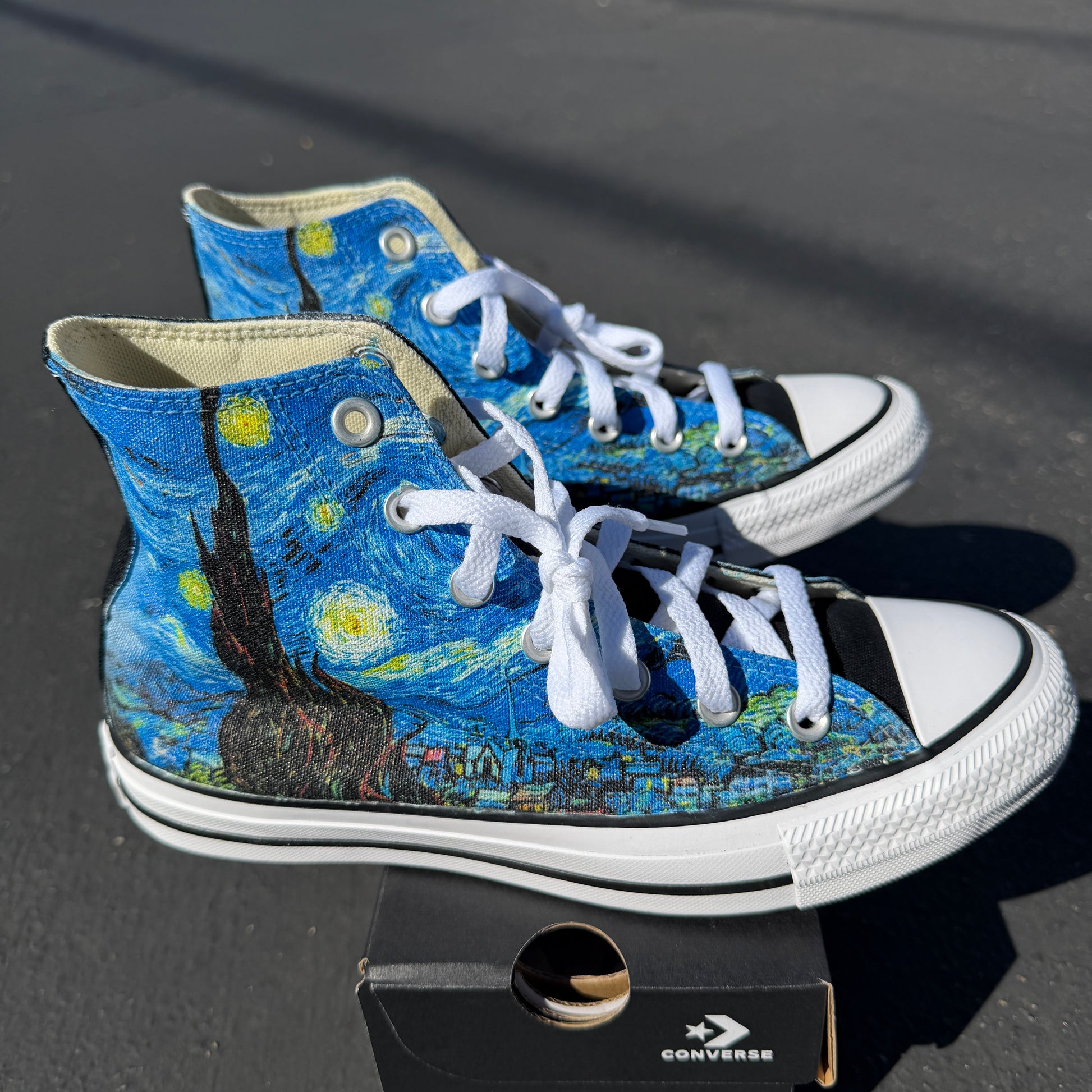 Vincent Van Gogh starry night converse Chuck Taylor high top shoes customized