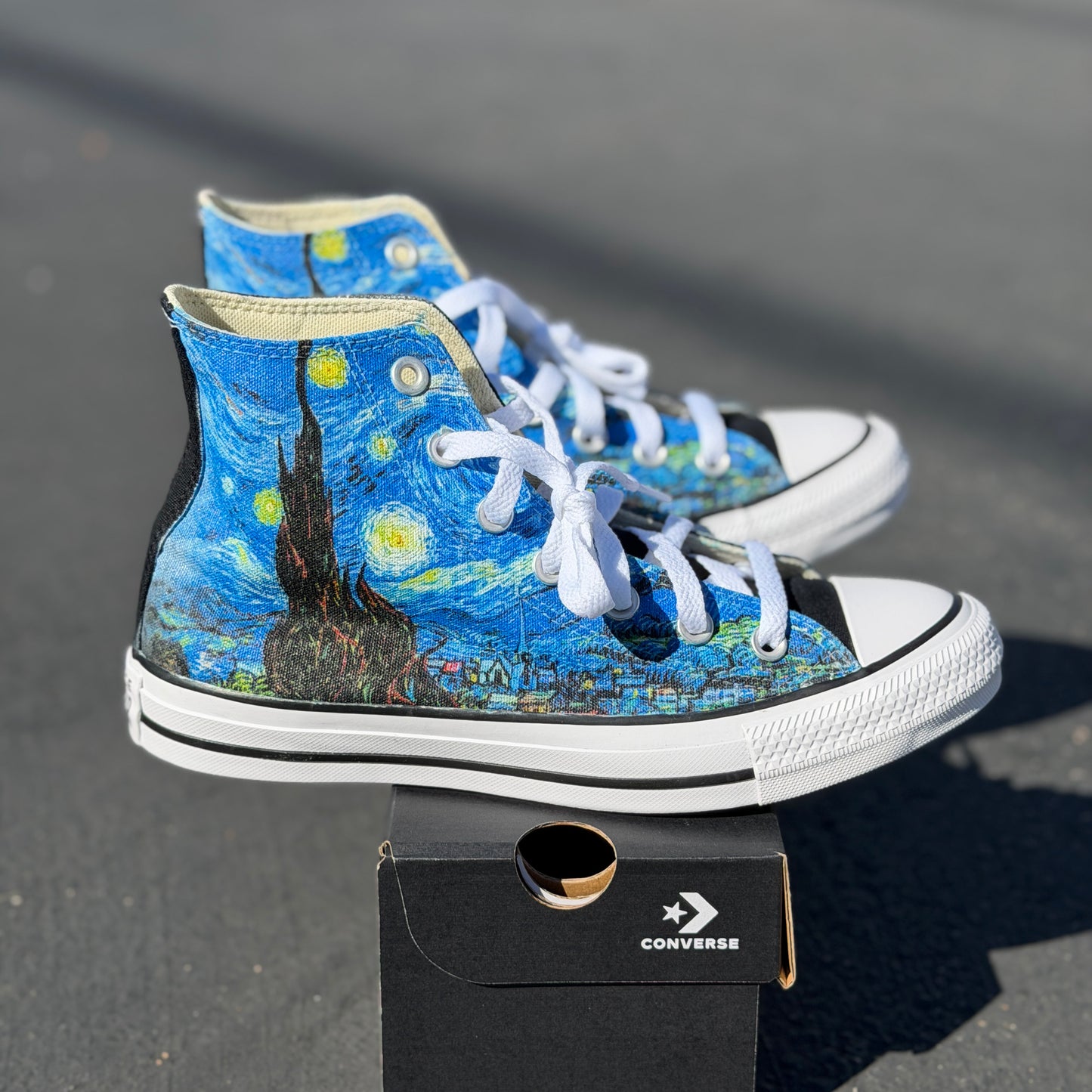 Vincent Van Gogh starry night converse Chuck Taylor high top shoes customized