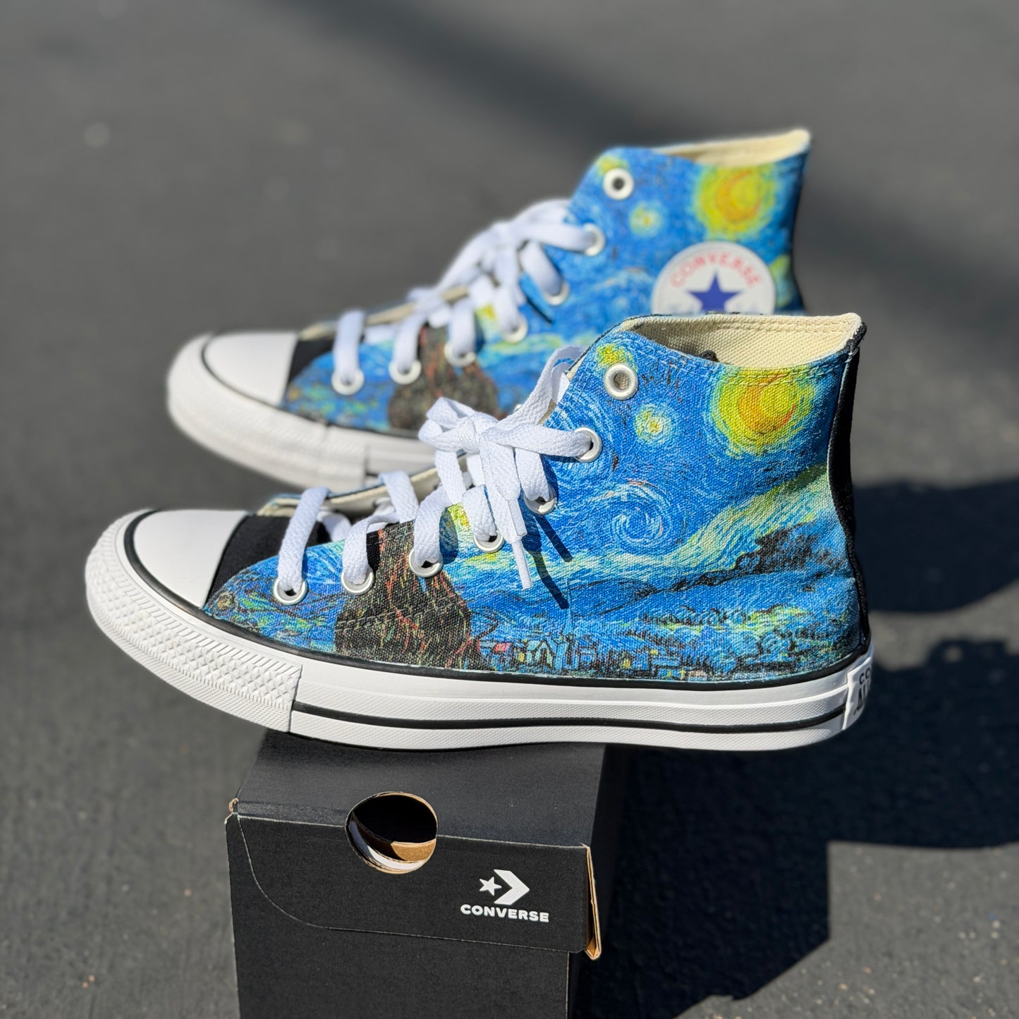 Vincent Van Gogh starry night converse Chuck Taylor high top shoes customized