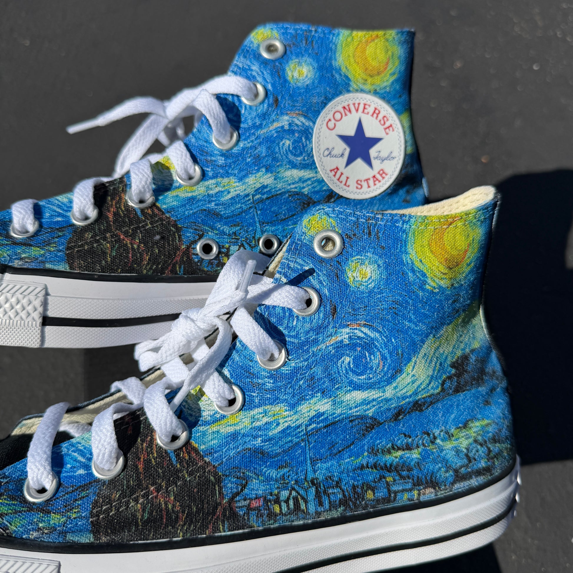 Vincent Van Gogh starry night converse Chuck Taylor high top shoes customized