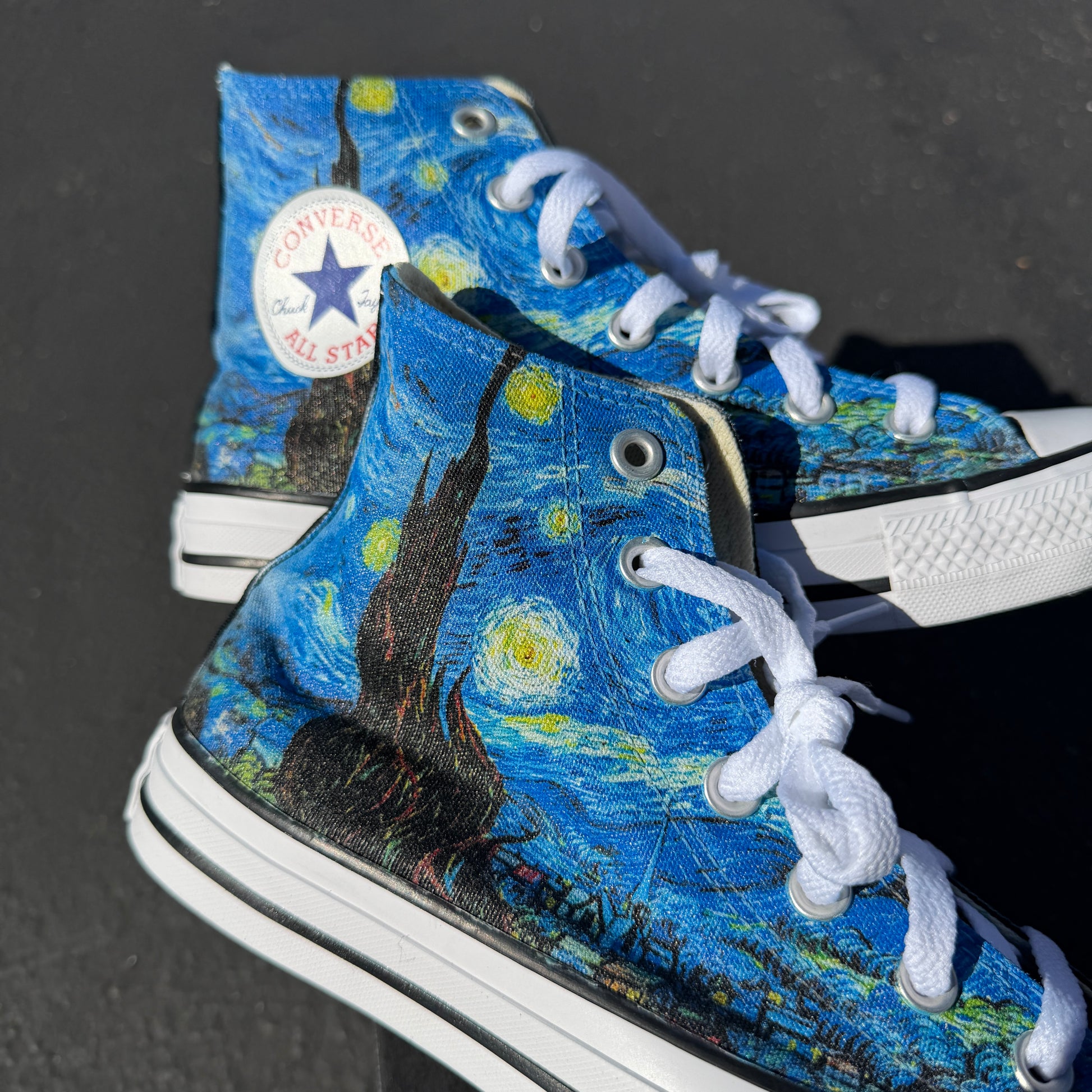 Vincent Van Gogh starry night converse Chuck Taylor high top shoes customized