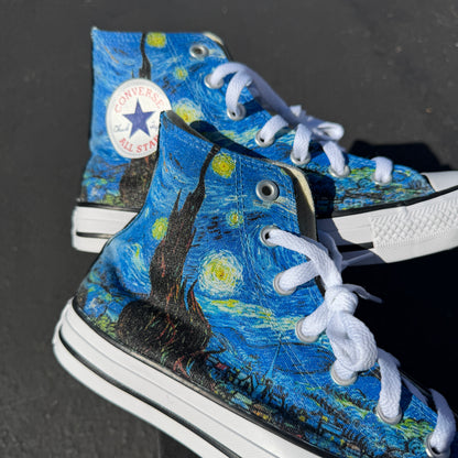 Vincent Van Gogh starry night converse Chuck Taylor high top shoes customized