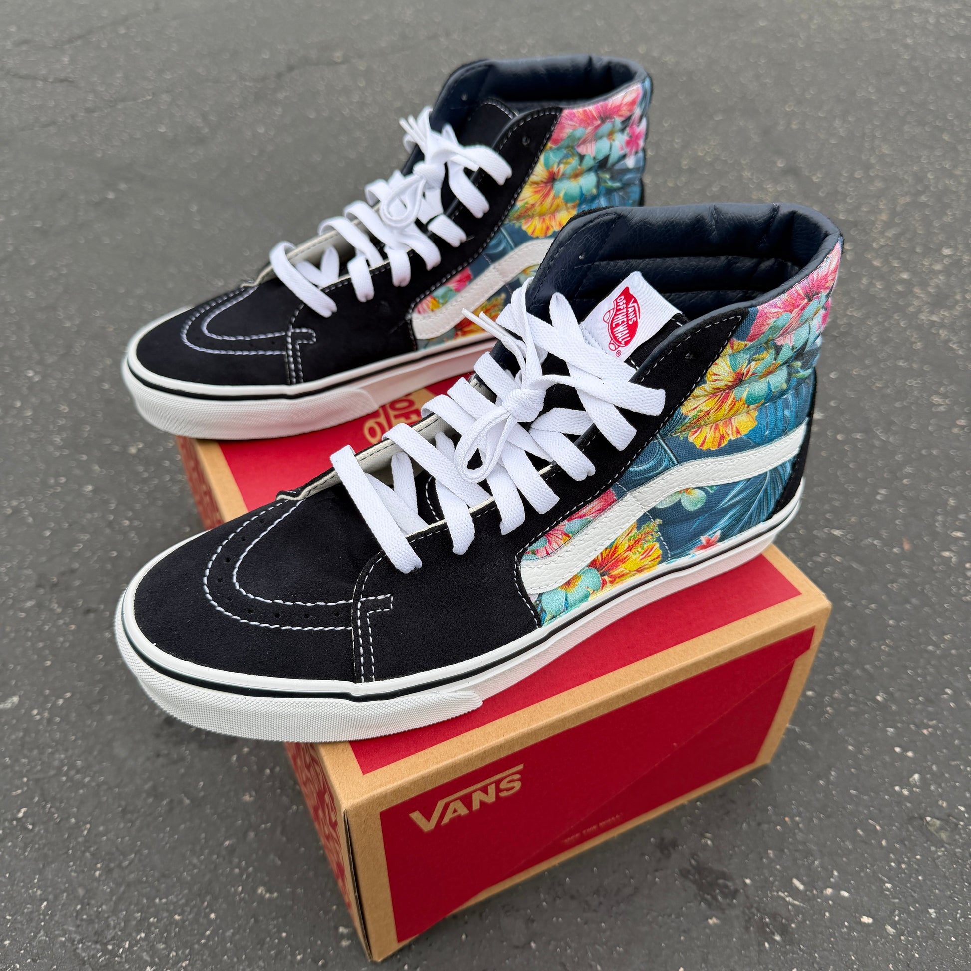 Custom Tropical Floral Vans s8-hi shoes