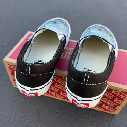 water lilies Calude Monet painting custom shoes Vans slip on sneaker comfortable for women and men