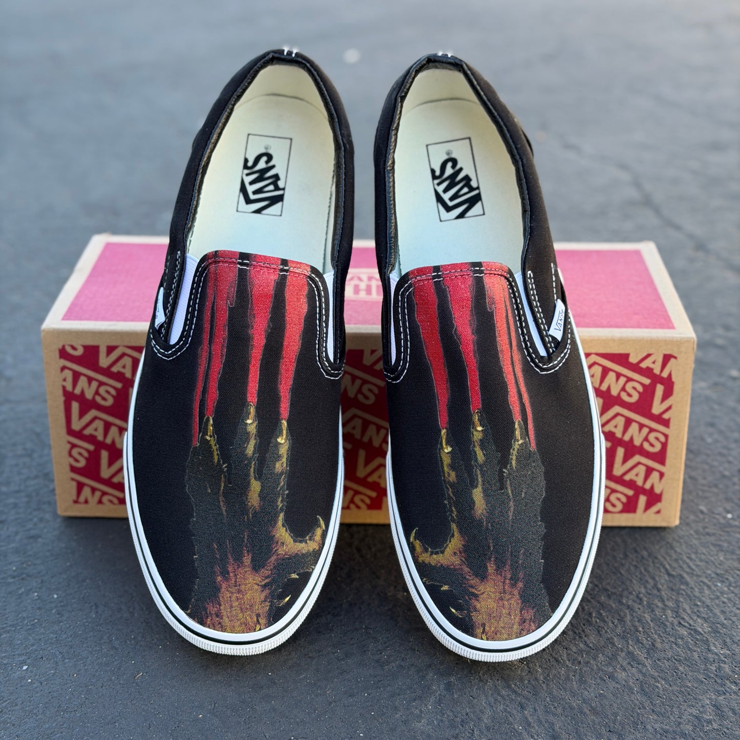 Custom Halloween Werewolf Claws Blood Horror - Custom Vans Shoes