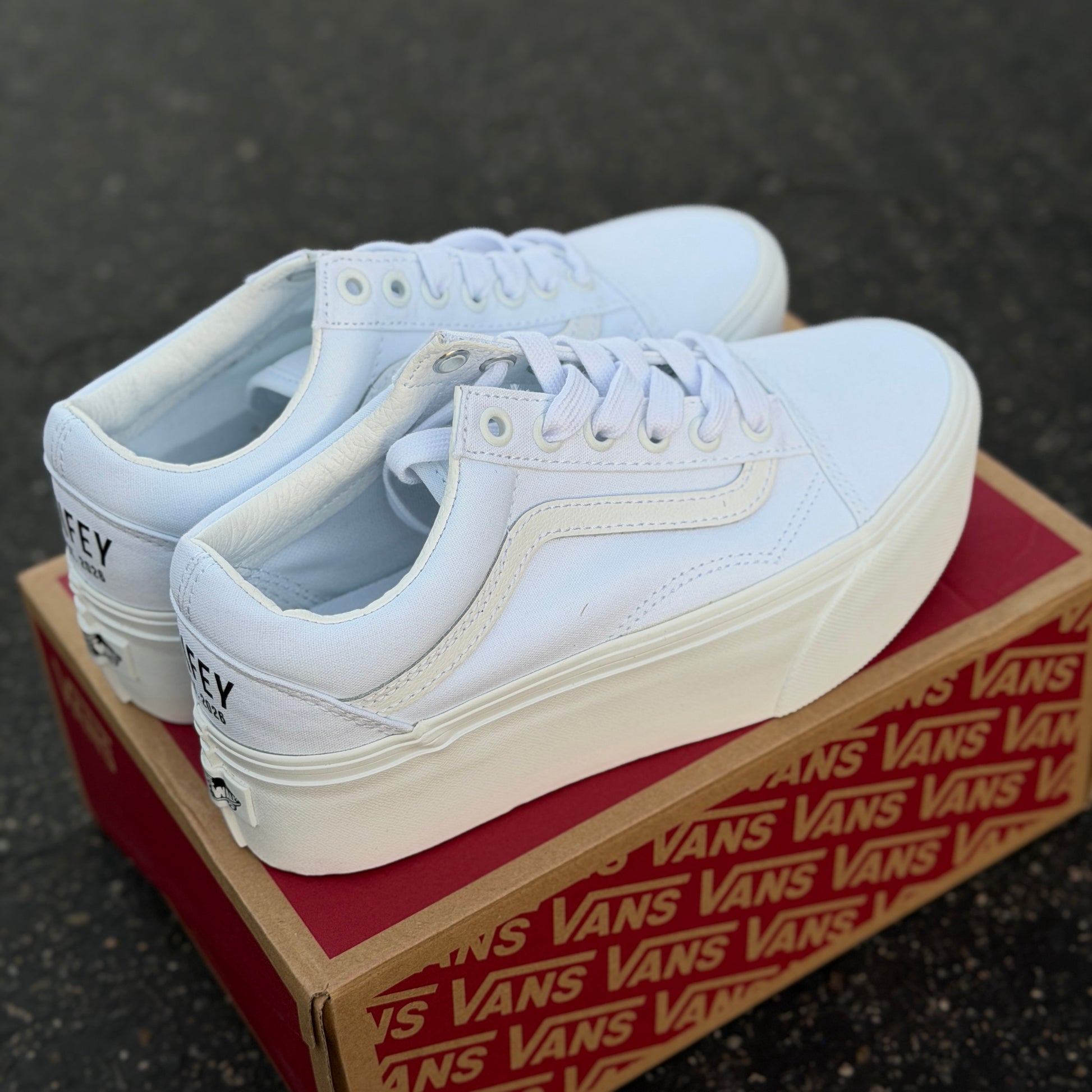 wifey custom platform vans old skool lace up shoes for bride wedding