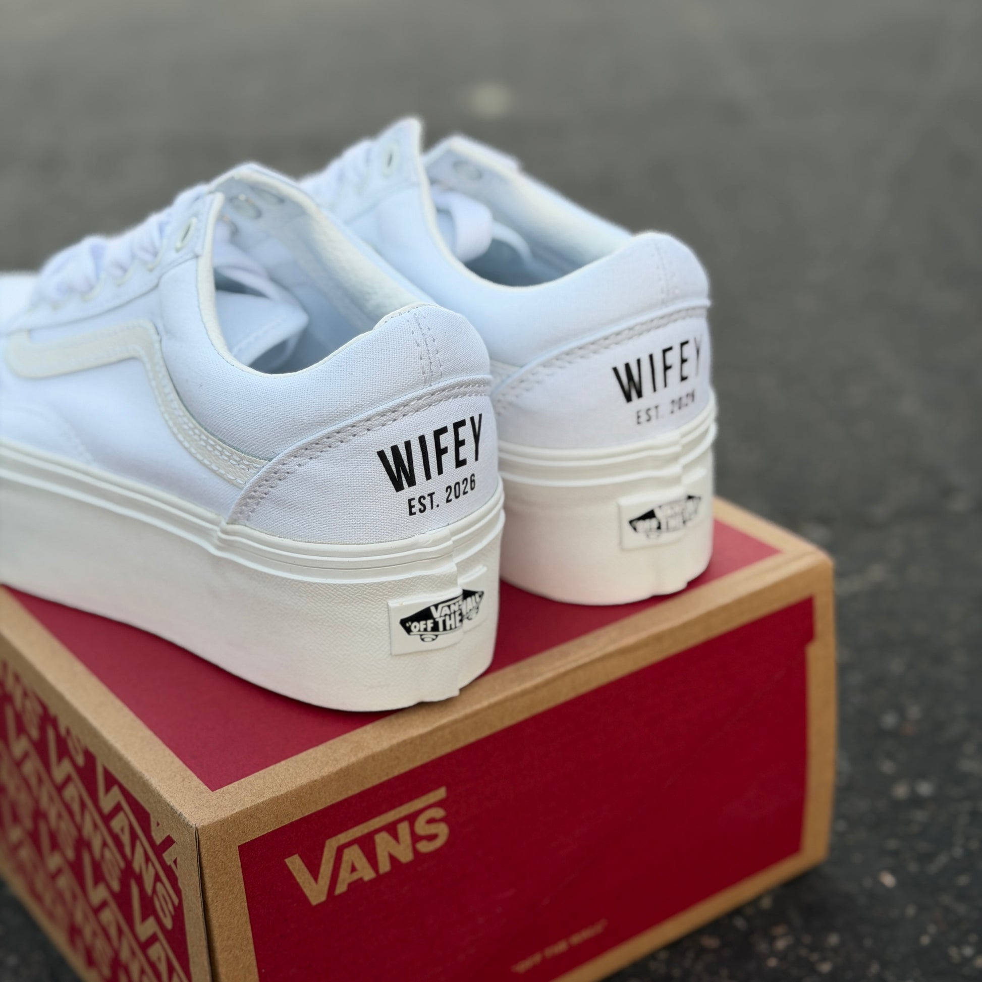 wifey custom platform vans old skool lace up shoes for bride wedding