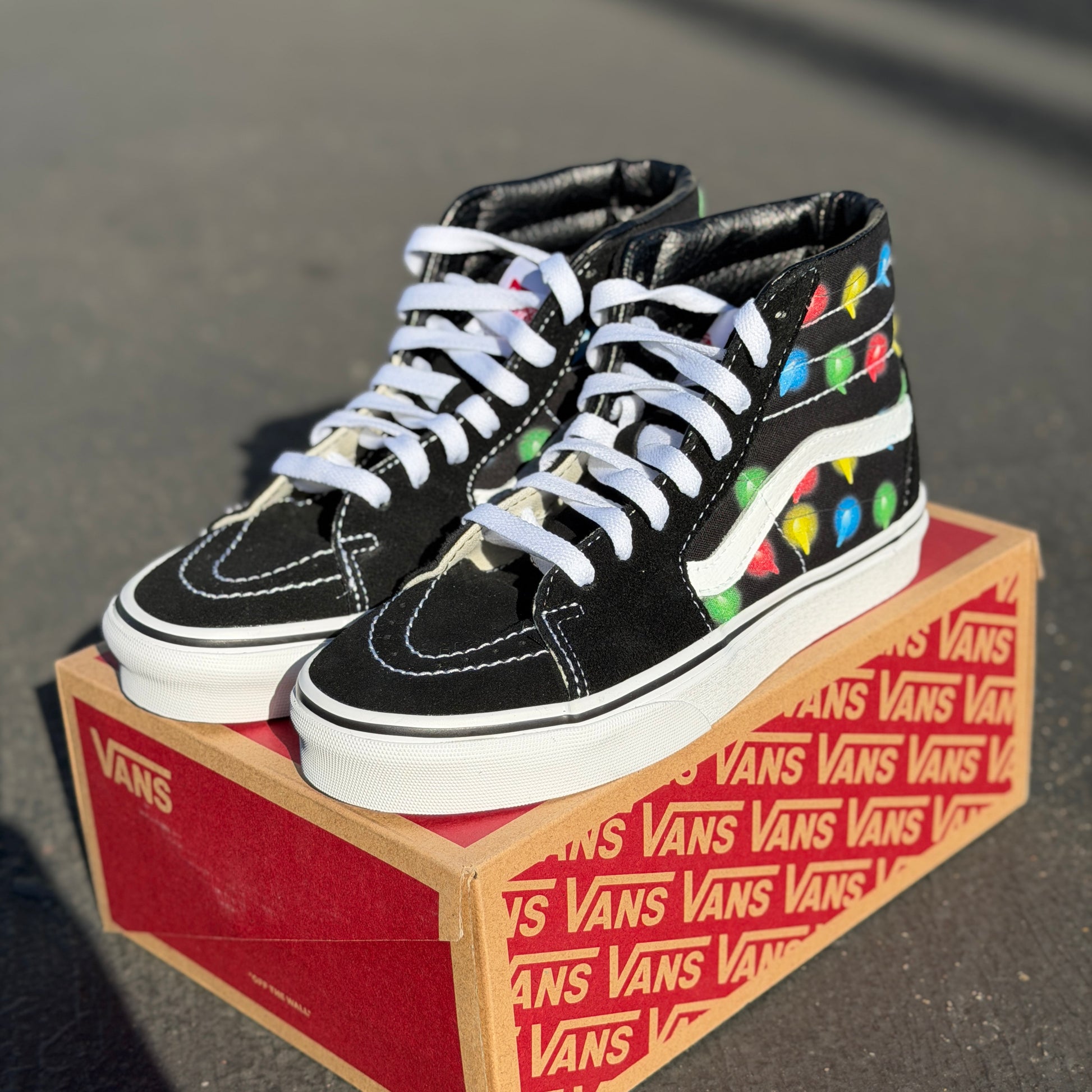 Christmas Lights Vans Sk8 Hi Shoes customs