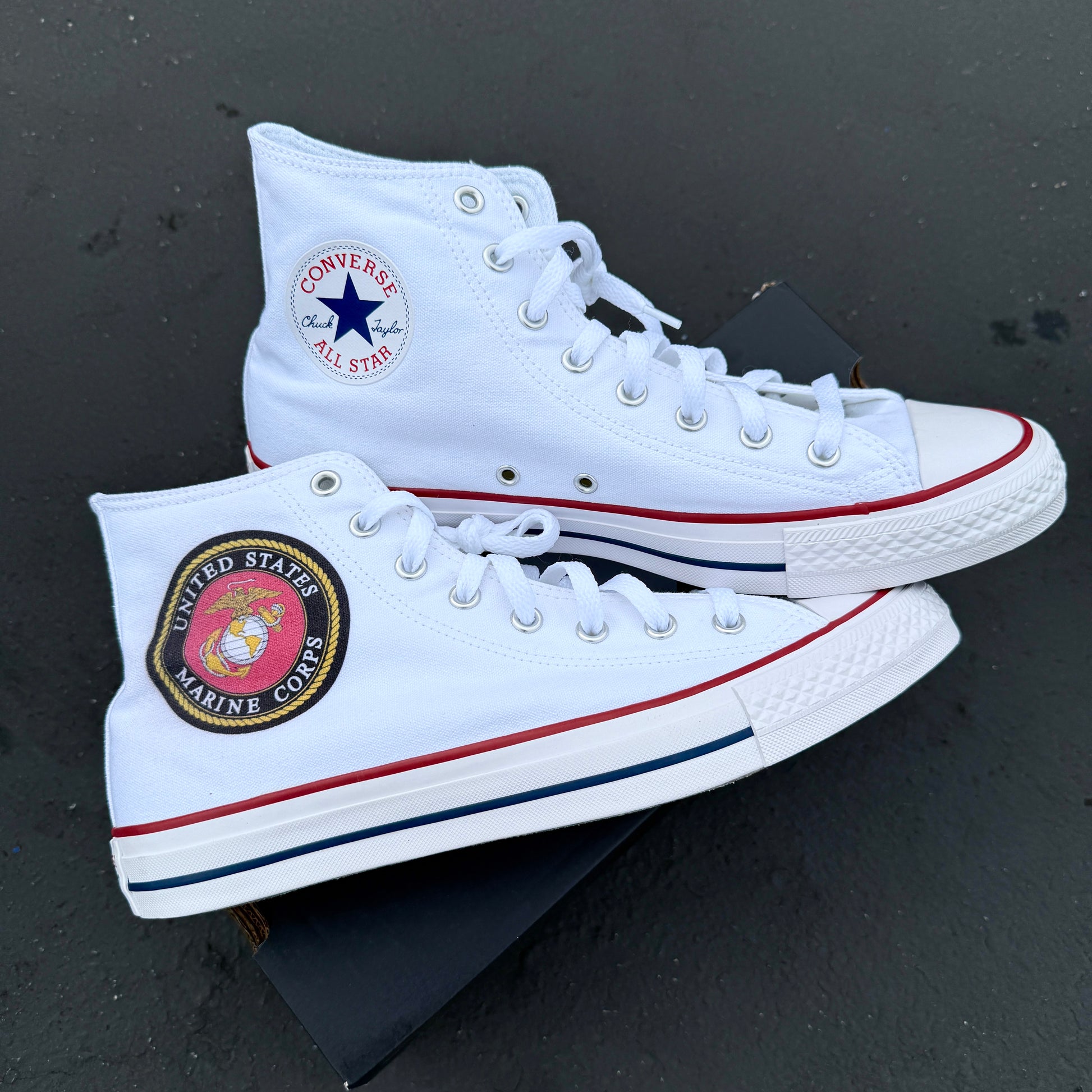 Converse Custom Chuck Taylor All Converse Shoes Careers US Marines Custom White High Top Converse Chuck Taylor Shoes For