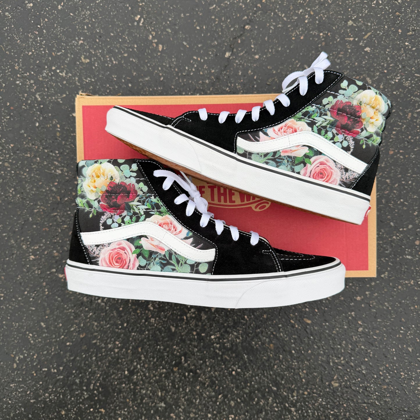 custom rose vans shoes high top
