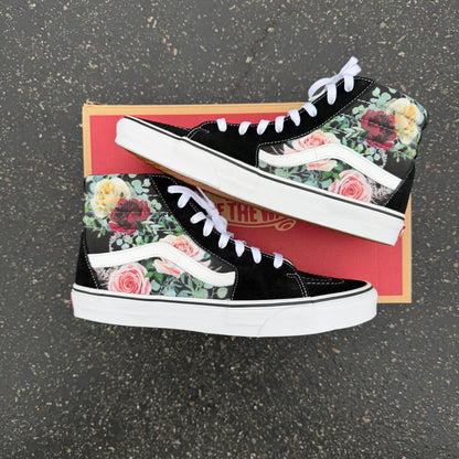 custom rose vans shoes high top
