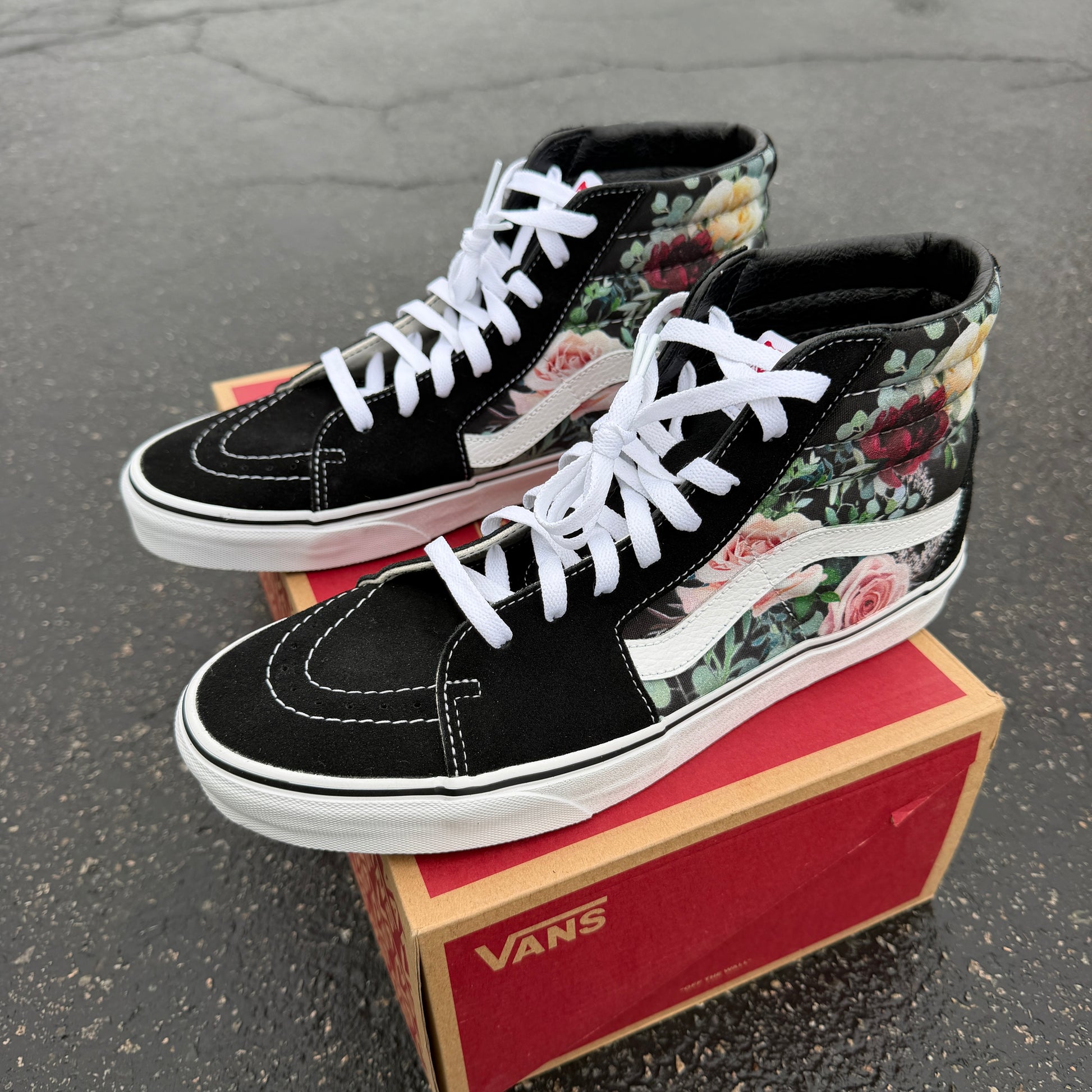 custom rose vans shoes high top