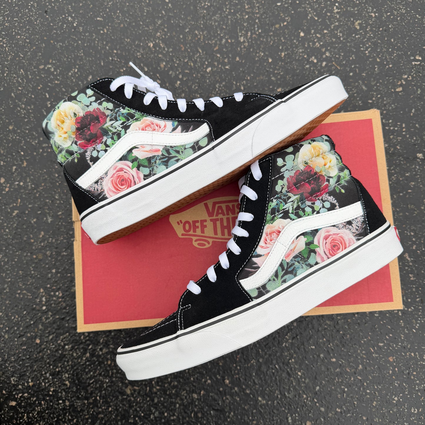custom rose vans shoes high top