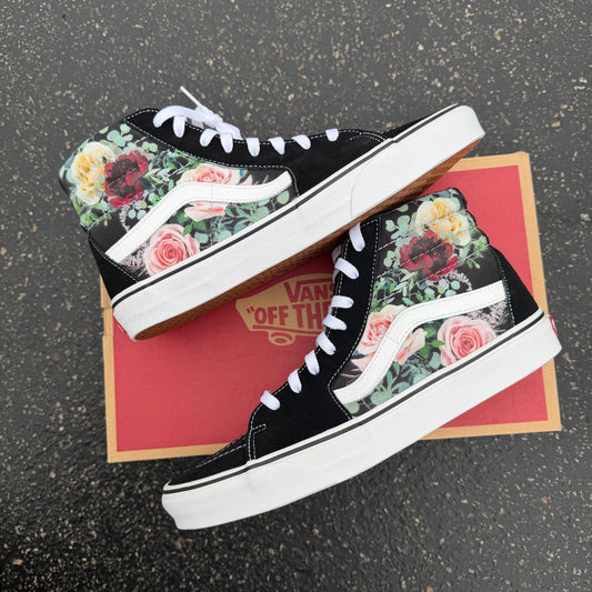 custom rose vans shoes high top