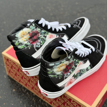 custom rose vans shoes high top