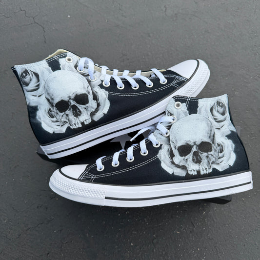 custom converse high top shoes rose skull design