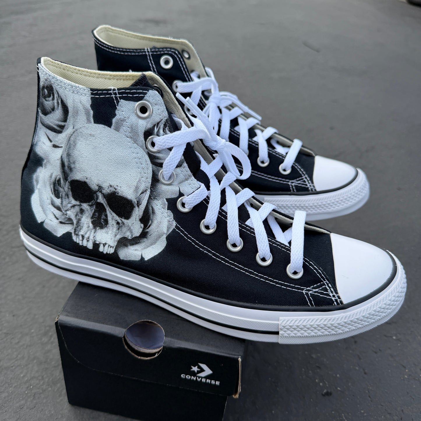 custom converse high top shoes rose skull design