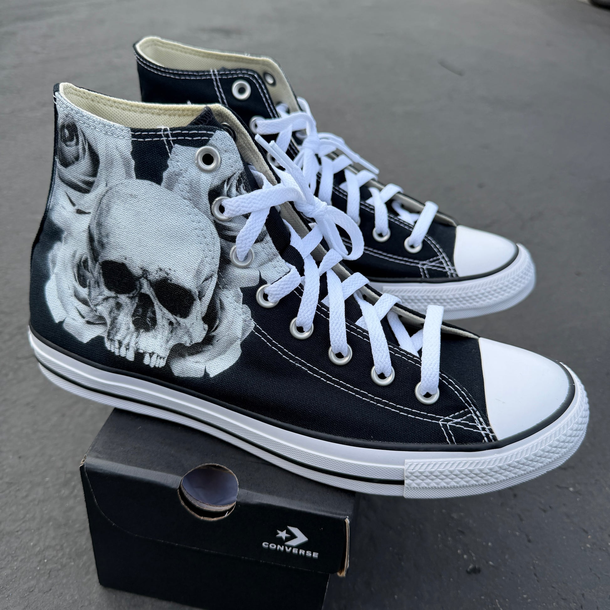 custom converse high top shoes rose skull design
