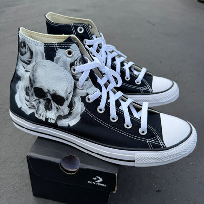 custom converse high top shoes rose skull design